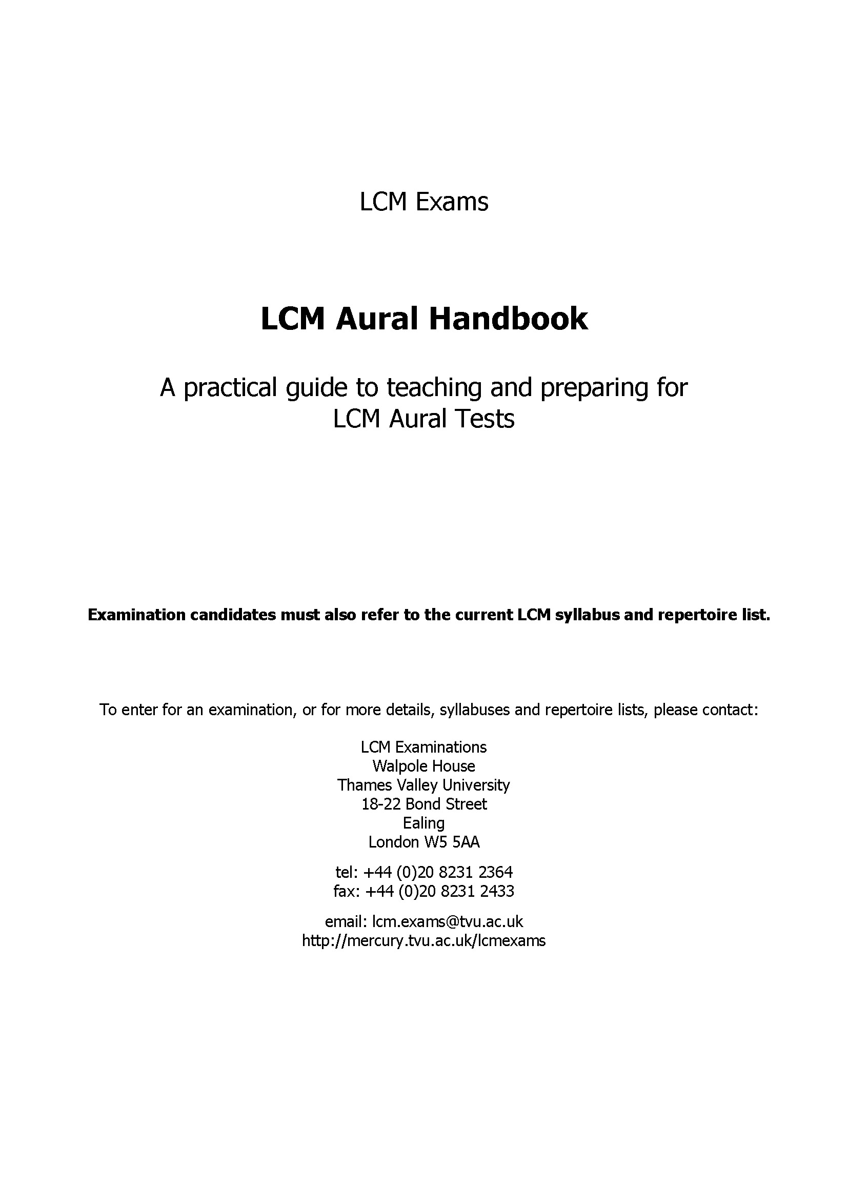 LCM Aural Handbook book cover